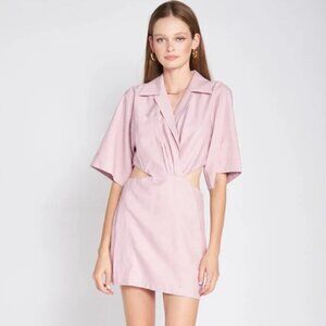 En Saison Purple Cutout Shift Dress Wrap Front Mini Length Size Small Women's